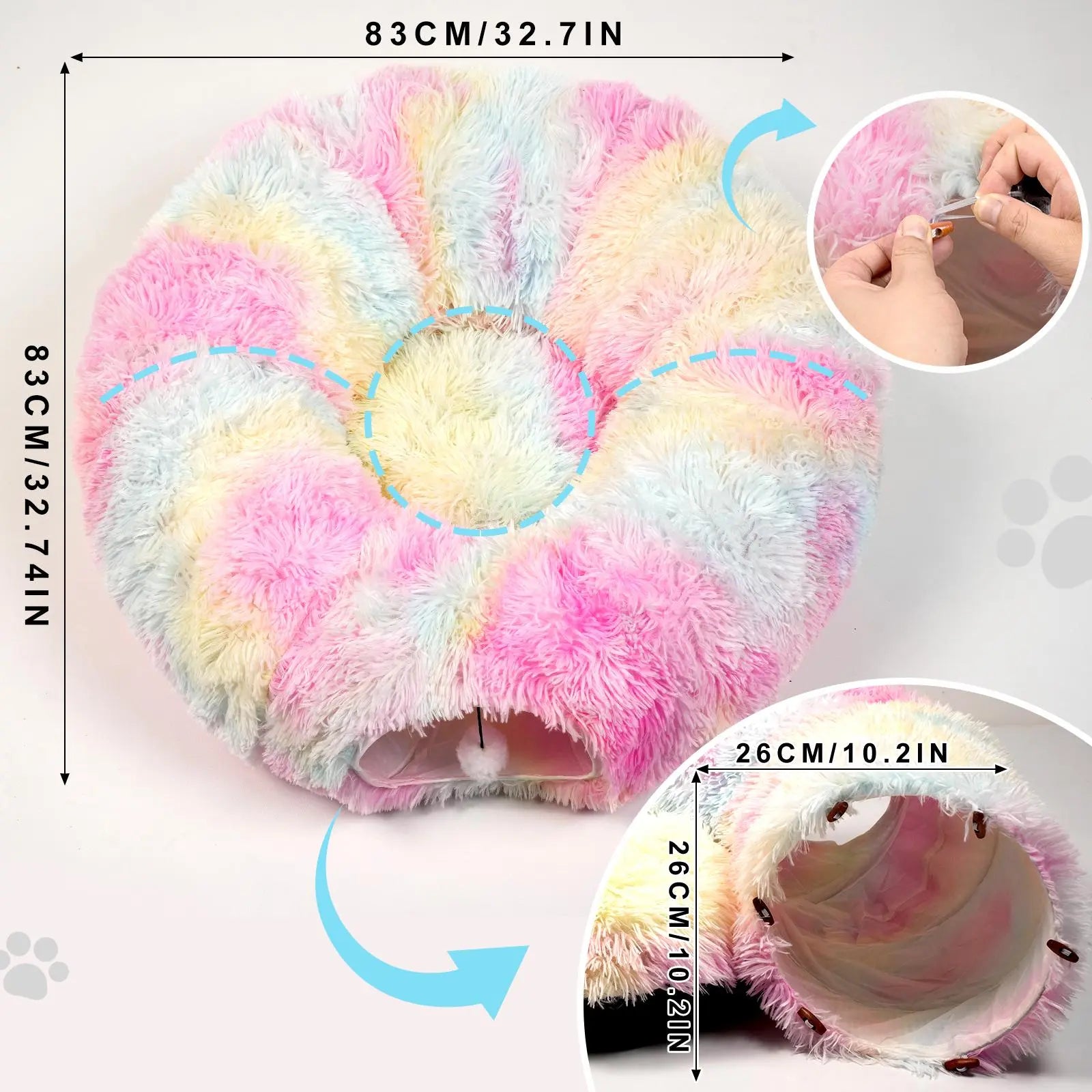 Winter Warm Pet Bed, 2-In-1 Foldable Cat Kittens Tunnel & Bed, Warm Plush Cat Bed with Hanging Ball & Tunnel Buckle, Pet Supplies for Indoor & Outdoor Use #GLOBAL PICKS