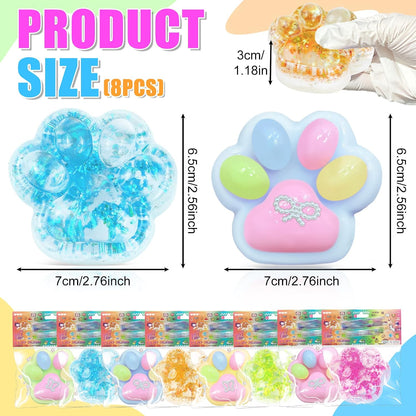 4Pcs Taba Squishies Paw, Cat Paw Squishies Toy, Clear Sticky Squeeze Toys, Soft Silicone Fidget Sensory Toys for Stress Relief, Cute Things Party Favors & OPP Packaging Gifts for Adults Kids