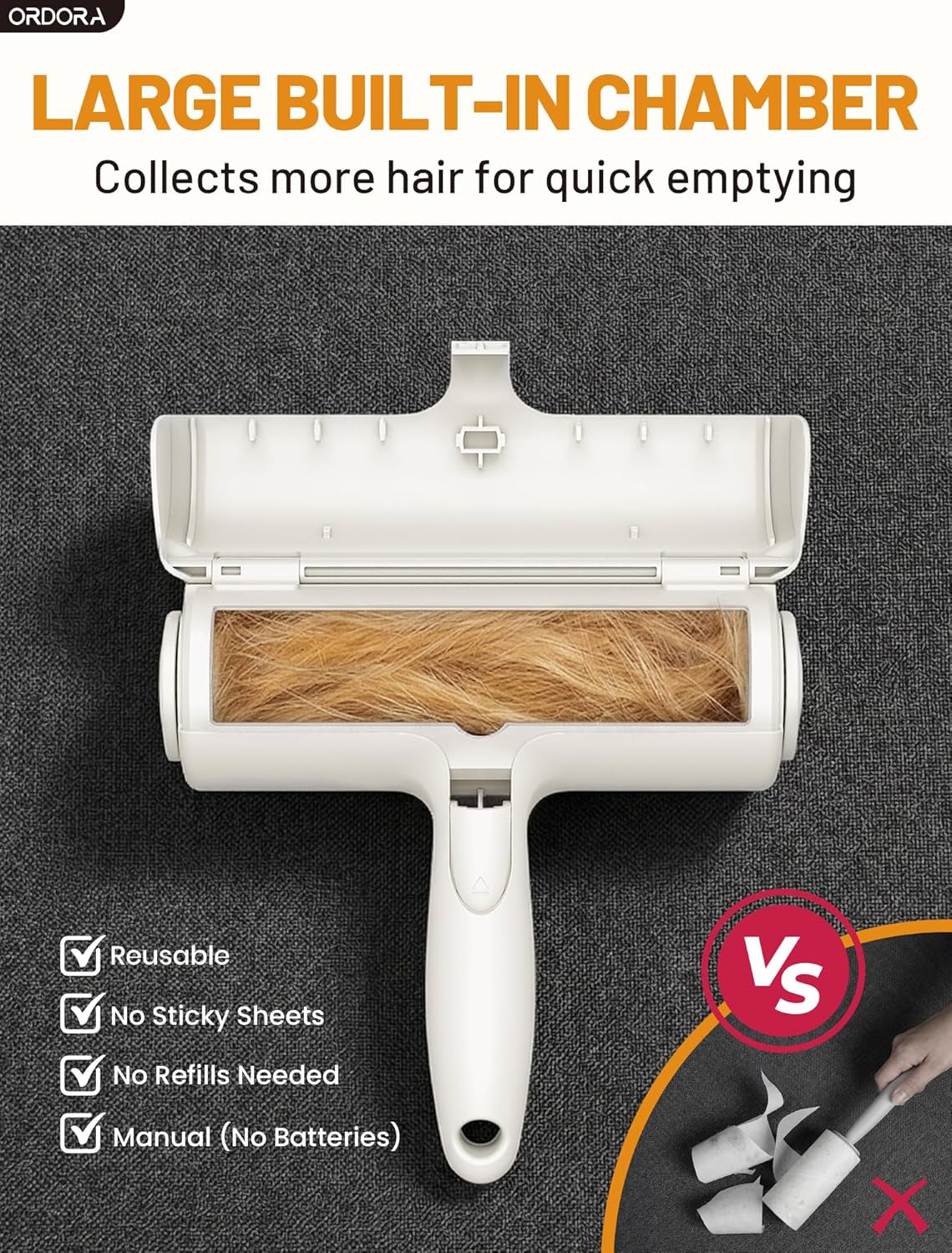 Eco-Friendly Pet Hair Removal Tool: Reusable Lint Roller for Efficient Removal of Dog and Cat Hair from Furniture, Bedding, Cars, and Rugs in Multi-Pet Homes