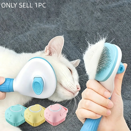 Pet Hair Removal Comb - Professional Grooming Brush and Deshedding Tool with One-Click Cleaning Mechanism for Dogs and Cats